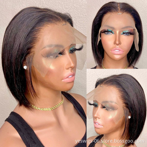 Raw Brazilian Short Bob Human Hair HD Lace Front Wig Wholesale Cheap Straight Natural Human Hair Bob Style Wigs For Black Women